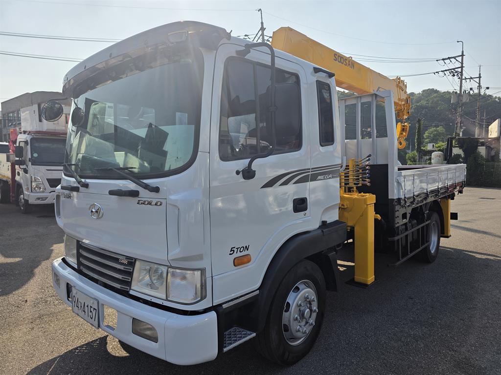 현대 메가트럭 5톤 수산 736 카고크레인 2008년식 주행 279,057km 중고 화물차 대표 이미지